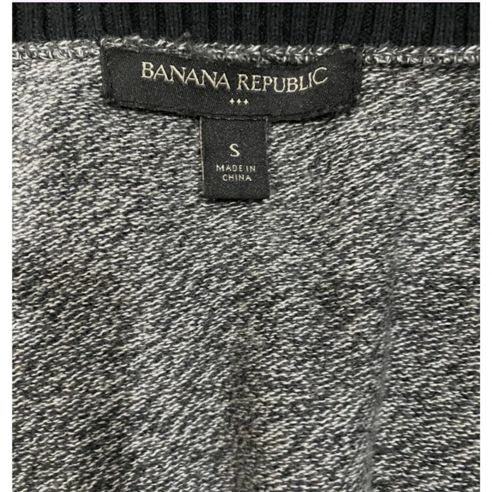 Banana Republic Mens Gray Black Mock Neck Full Zip Knit Sweater Jacket Pullover